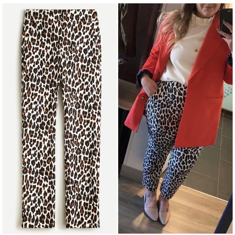 J.Crew Women's 6T Remi Leopard Print High Rise Cropped Kick Pants